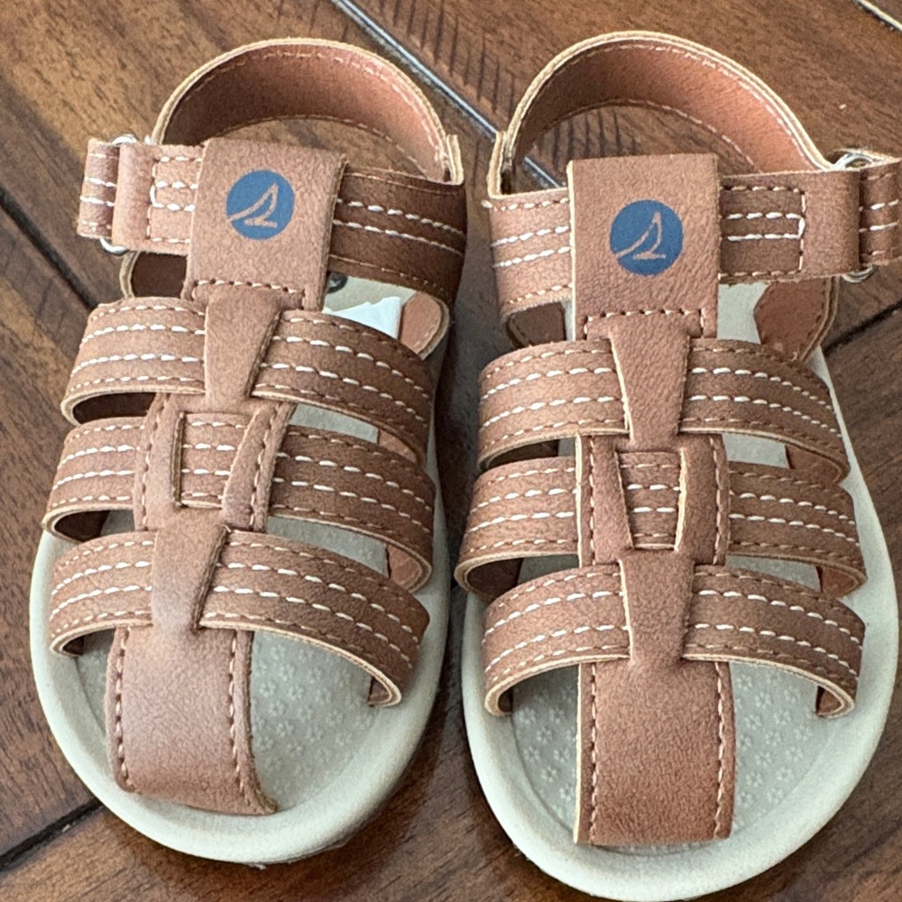 Sperry Tan Brown Kids Fisherman Sandals